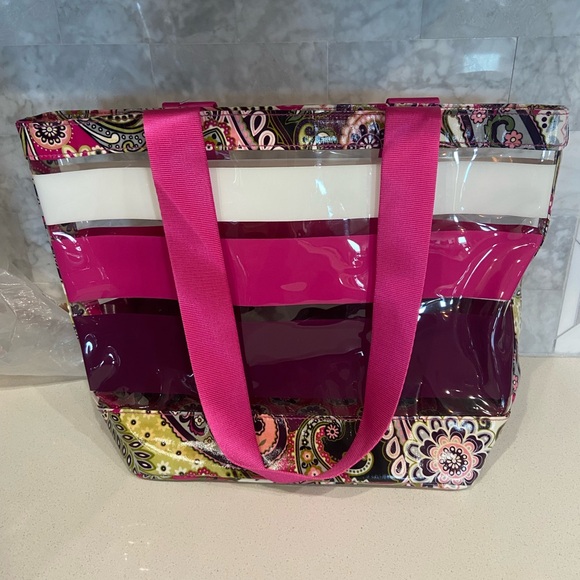 VERA BRADLEY Medium Resort Tote Very Berry Paisley - Pink White Clear - Picture 3 of 7